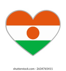 Niger flag in heart shape. Heart Niger symbol. Vector illustration