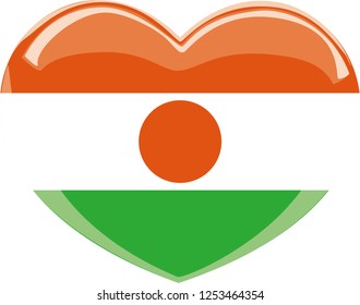 Niger flag in a Heart vector, sticker
