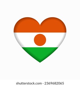Niger flag heart-shaped sign. Vector illustration.