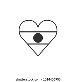 Niger flag icon in a heart shape in black outline flat design. Independence day or National day holiday concept.