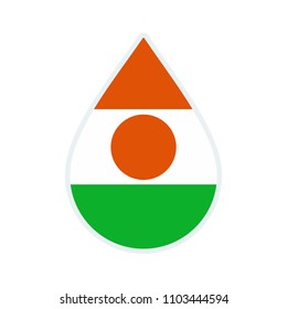 Niger flag icon. Water icon. Drop water. Niger badge. Flag drop.