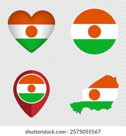 Niger Flag Icons Pack. Vector illustration.