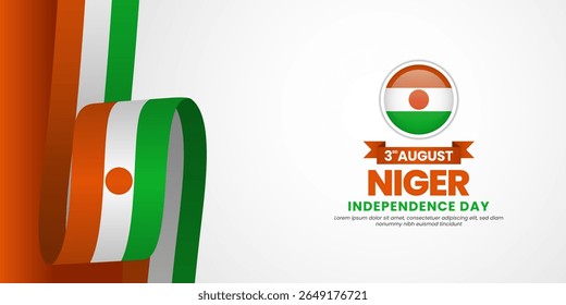 Niger flag for independence day banner background with blank space area