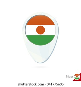 Niger flag location map pin icon on white background. Vector Illustration.