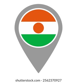 Niger flag location pin, flag application, Flag on Location Pin, graphic design, map pointer, vector illustration.