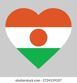 Niger Flag Love Shape Heart Shape Niger Flag Vector