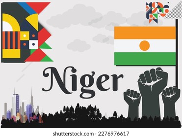 Niger Flag and National or Independence day design for Niger flag. Modern retro red green star  traditional abstract icons. Vector illustration.
