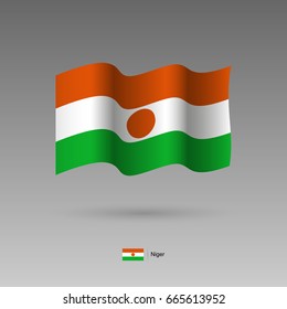 Niger flag. Official colors and proportion correctly. High detailed vector illustration. 3d and isometry. EPS10