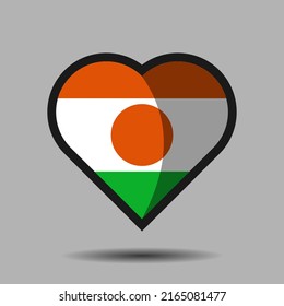 Niger flag. Official national flag on heart shape element vector. Flag of world symbol and icon. Vector eps 10.
