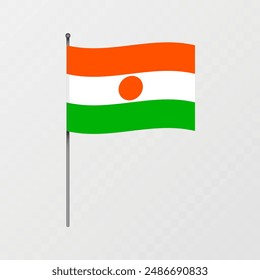 Niger flag on flagpole. Vector illustration.