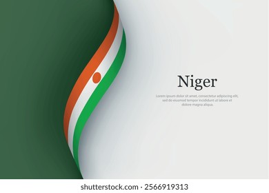 Niger flag on Waving ribbon. Template for independence day