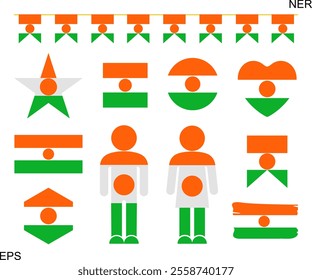 Niger flag set. Isolated Niger  flag on white background