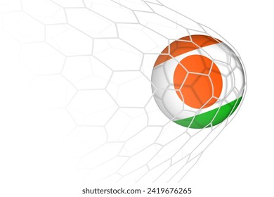 Niger flag soccer ball in net. Vector sport illustration.