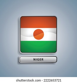 Niger flag square button vector illustration