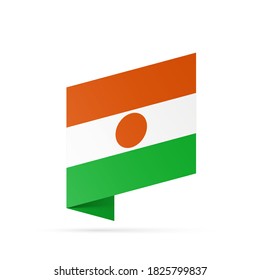 Niger flag state symbol isolated on background national banner. Greeting card National Independence Day of the Republic of the Niger. Illustration banner with realistic state flag.