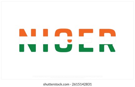 NIGER flag Typography with flag on a white background, Vector design of NIGER flag typography, Flag of NIGER, National Day Design, NIGER Day design