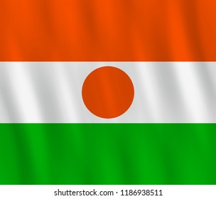 Niger flag with waving effect, official proportion.