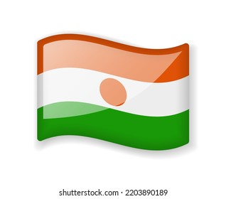 Niger flag - Wavy flag bright glossy icon isolated on white background