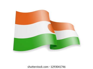 Niger flag in the wind. Flag on white background. Vector illustration