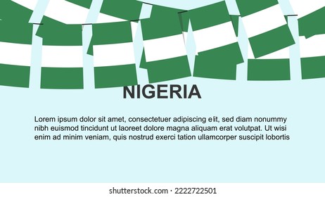 Niger flags hanging on a rope, celebration and greeting concept, many Niger flags with text space, banner and poster idea, decoration material, independence day