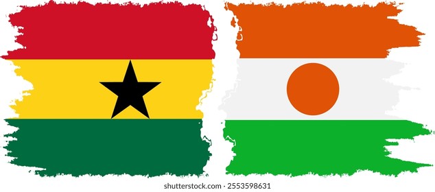 Niger and Ghana grunge flags connection, vector