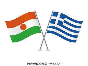 Niger and Greece flags. Vector illustration.