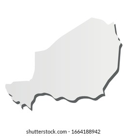 Niger - grey 3d-like silhouette map of country area with dropped shadow. Simple flat vector illustration.