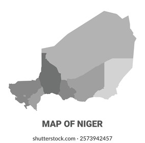 Niger Greyscale political map simple flat illustration