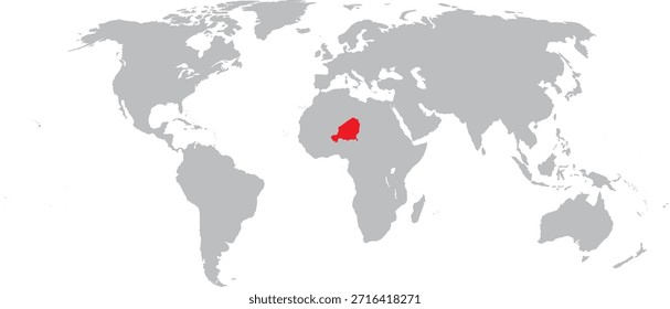 Níger destacado en el diseño del Vector del mapa mundial