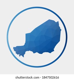Niger icon. Polygonal map of the country in gradient ring. Round low poly Niger sign. Vector illustration.