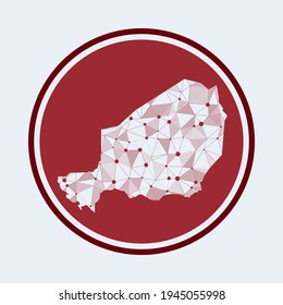 Niger icon. Trendy tech logo of the country. Geometric mesh round design. Technology, internet, network, telecommunication concept. Vector illustration.