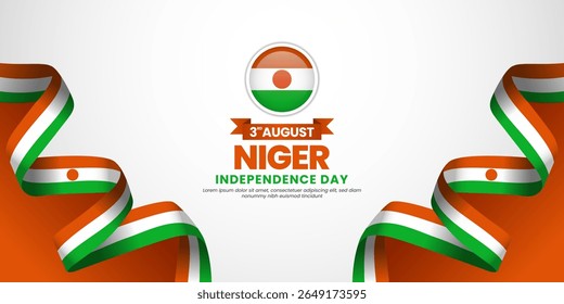 Niger independence day banner background august 3rd design element with waving ribbon flag
