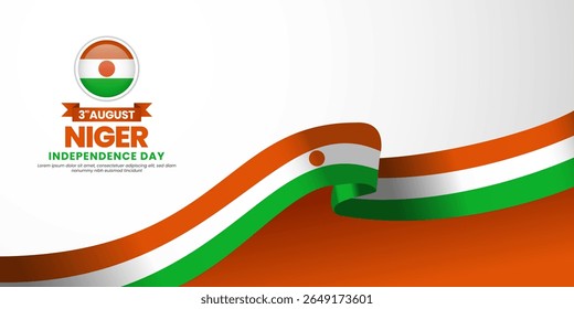 Niger independence day banner background august 3rd design element with waving ribbon flag