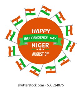 Niger independence day celebration wishes greeting. Creative vector illustration with flag and patriotic elements for banners, background and digital design. 