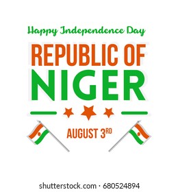 Niger independence day celebration wishes greeting. Creative vector illustration with flag and patriotic elements for banners, background and digital design. 