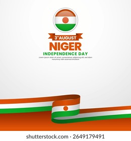 Niger independence day Square banner background with waving ribbon flag