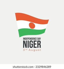 Niger Independence Day vector illustration. Abstract waving flagpole on gray background. Niger national holiday 3rd of August. 