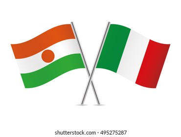 Niger and Italy flags. Vector illustration.