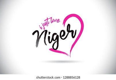 Niger I Just Love Word Text with Handwritten Font and Pink Heart Shape Vector Illustration.