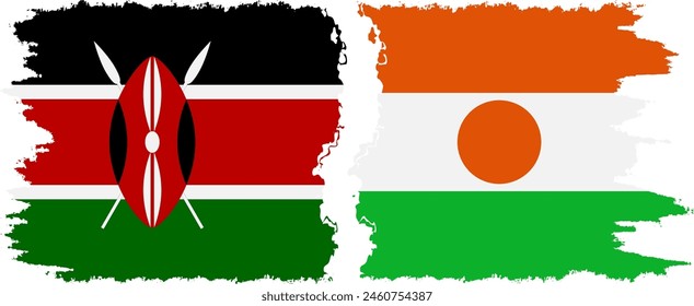 Niger and Kenya grunge flags connection, vector
