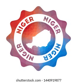 Niger low poly logo. Colorful gradient travel logo of the country in geometric style. Multicolored polygonal Niger rounded sign with map for your infographics.