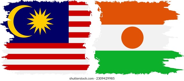 Niger and Malaysia grunge flags connection, vector