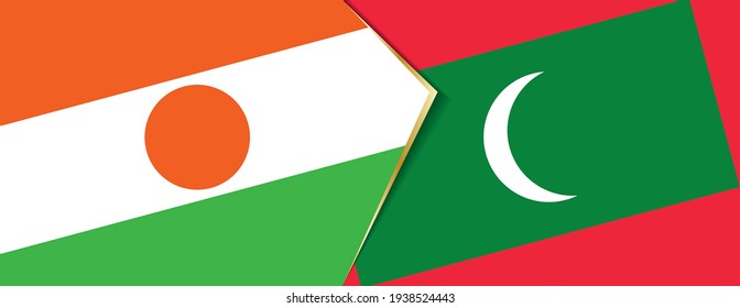 Niger and Maldives flags, two vector flags symbol of relationship or confrontation.