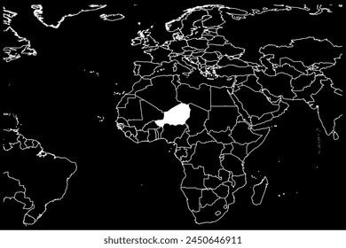Niger map africa black background