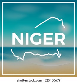 Niger map against the backdrop of beach and tropical sea with bright sun. EPS10 vector