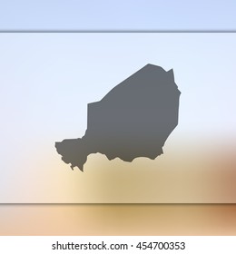 Niger map. Blurred background with silhouette of Niger map. Vector silhouette of Niger map