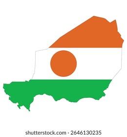 Niger map with country flag. Map of Niger with flag