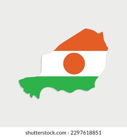 niger map with flag on gray background