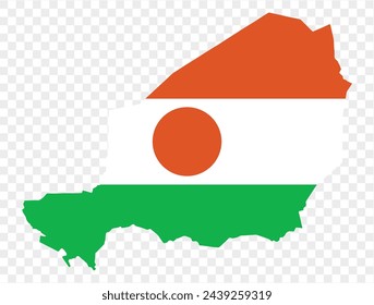 Niger map  flag on transparent  background. vector illustration. 