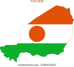 Niger Map Flag West Africa National Vector Outline Country Art
